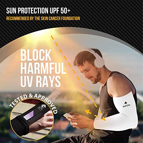 Image of MIZUNA Sun Protection Arm Sleeves Hand gloves For Men & Women,Thumb Holes UPF 50 Arm Cover for Biking,Cricket,Cycling, Golf, Outdoor Sports