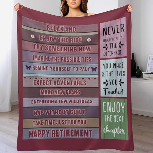 Luxury Bed Blanket Soft and Plush Ideal Retirement Blanket Perfect Retirement Gift for Woman, Non Pilling and Office Great Retirement Gifts for Colleagues (Letter Print)