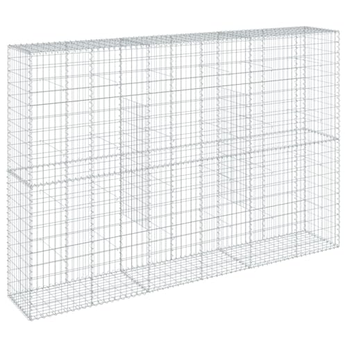 vidaXL Cesta de gaviones con Cubierta Hierro galvanizado 300x50x200 cm, Muro de gaviones, Muro de contención de gaviones, Valla de gaviones, gaviones