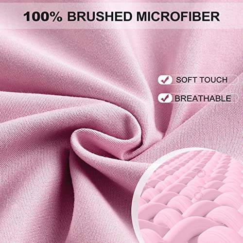 FreshCulture King Fitted Sheet Only 2 Pack - Hotel Quality Fitted Sheet King Size - Ultra Soft & Breathable - Brushed Microfiber - Deep Pocket - Cooling Fitted Sheets for King Size Bed (Dusty Pink)