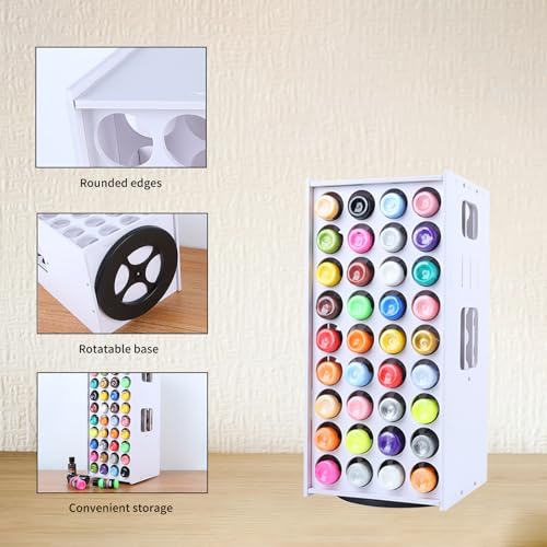 Image of Craft Paint Storage Rack, 72 Holes Craft Paint Organizer 360 Spinning Organizer Tower Holder Stand for Apple Barrel, Folkart Desk Organizer