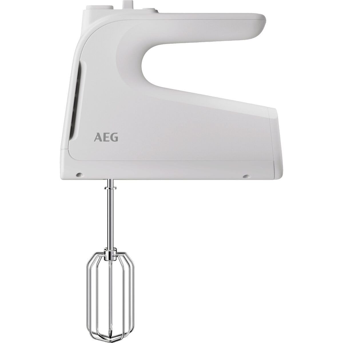AEG Handmixer, 5 Geschwindigkeitsstufen, Turbo-Funktion für Höchstleistung, Auswurftaste, 2 Rührbesen, 2 Knethaken, Zubehörstation, spülmaschinenfest, 500 Watt, 1,2 m Kabel, weiß, AHM4W