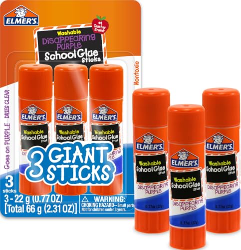 Elmer's Disappearing Purple School Glue Sticks, Washable, 22 Gram...