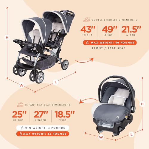 Baby Trend SS76C81A Sit N Stand Easy Fold Travel Double Baby Dual Stroller And Single Infant Car Seat Travel System thumb #1