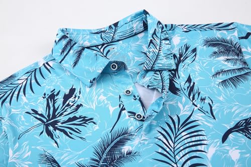 Alex Vando Mens Hawaiian Golf Shirt Moisture Wicking Digital Print Golf Shirts for Men