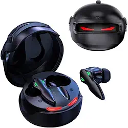 Fone Gamer Bluetooth TWS 5.4 – Redução de Ruído com IA, 8h de Bateria, Estojo LED Robótico, Microfone Nítido e Baixa Latência