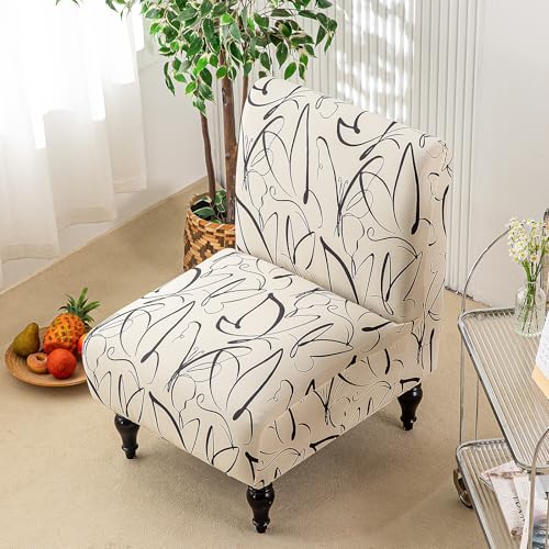 Image of Eco-Ancheng Armless Chair Slipcover Removable Armless Accent Chairs Covers Washable Armless Slipper Chair Slipcover Printed Armless Chair Furniture Protector Covers for Living Dining Room Hotel
