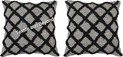 Image of Cushion - Handloom Cotton Cushion Cover Aƒ¢aa€š¬aa‚¬A inch Boho Throw Pillow Case for Sofa, Couch, Bedroom & Living Room (16x16 Inch)