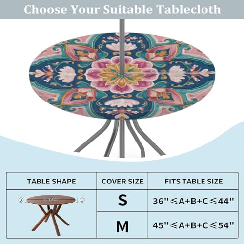 Nappe ronde d'extérieur mandala lotus pour sublimer vos repas d'été sur la terrasse