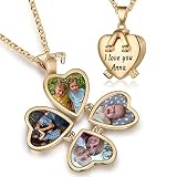 Nobelook Personalized Love Heart Locket Necklace That Holds 4 Photos Customizable Pendant Charms For