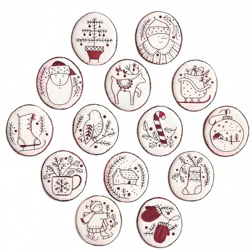 Christmas Embroidery Kit 12PCS DIY Ornament Set for Beginners