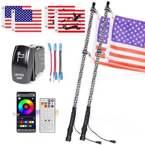 Somsiwey Lot De 2 Fouets LED En Spirale RVB De 0,6 M Avec Application