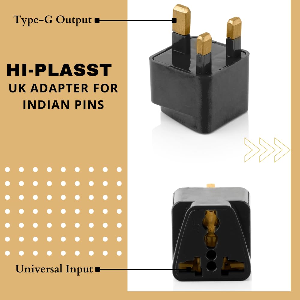 Hi-Plasst Black UK Adapter (Type-G Plug) - 1pc Pack - UK Travel Converter for Dubai, Singapore, Hong Kong, Malaysia - Compact & Durable India to UK Plug Adapter — Amazon image 4