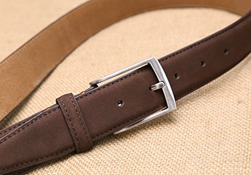 Handmade Nubuck Leather Men's Belt Contrast Stitching Casual Dress Belts3