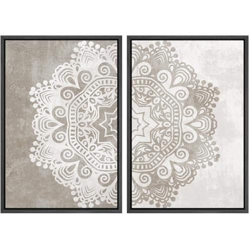SIGNWIN Framed Canvas Print Wall Art Set Duotone Cultural Indian