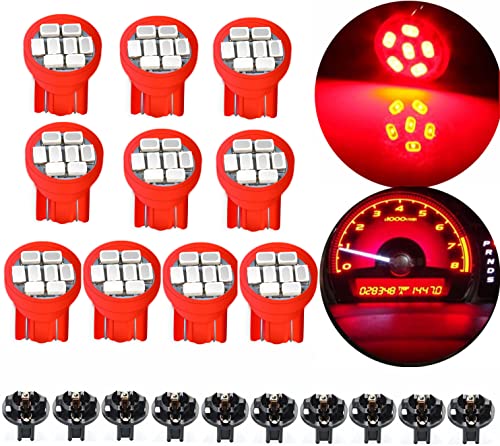 Pack 10 Bombillas LED T10 194 168 Rojas miniatura 1
