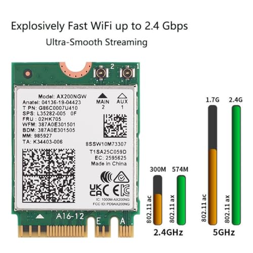 Tarjeta de Red WiFi 6 AX200NGW para Laptop, 3000 Mbps, Bluetooth 5.2, Formato M.2 2230, con Soporte MU-MIMO y OFDMA, Seguridad WPA3, para Juegos, Transmisión y Trabajo Remoto miniatura 3