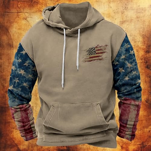 HOTYD American Flag Hoodies for Men Vintage Eagle Graphic Hooded Sweatshirts Drawstring Western Cowboy Hoodies Pullover2