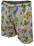 MJC Mens Nintendo Super Mario Brothers Many Colors of Yoshi Lounge Shorts (Medium) Grey