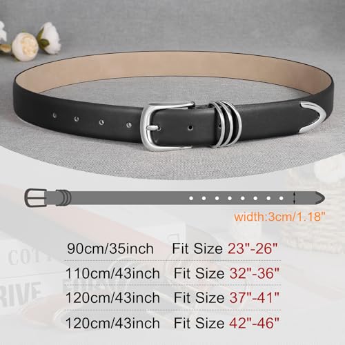 Women's Leather Belts for Jeans Dresses Ladies Waist Belt with Fashion Silver Buckle4