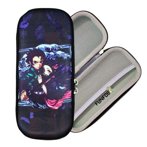 Image of Funfob Demon Slayer Pencil Box For School College For Pen Pencil Or Other Stationery Products Pencil Pouch Travel Or Cosmetic Case (Demon Bro Sis Black) - Polyester