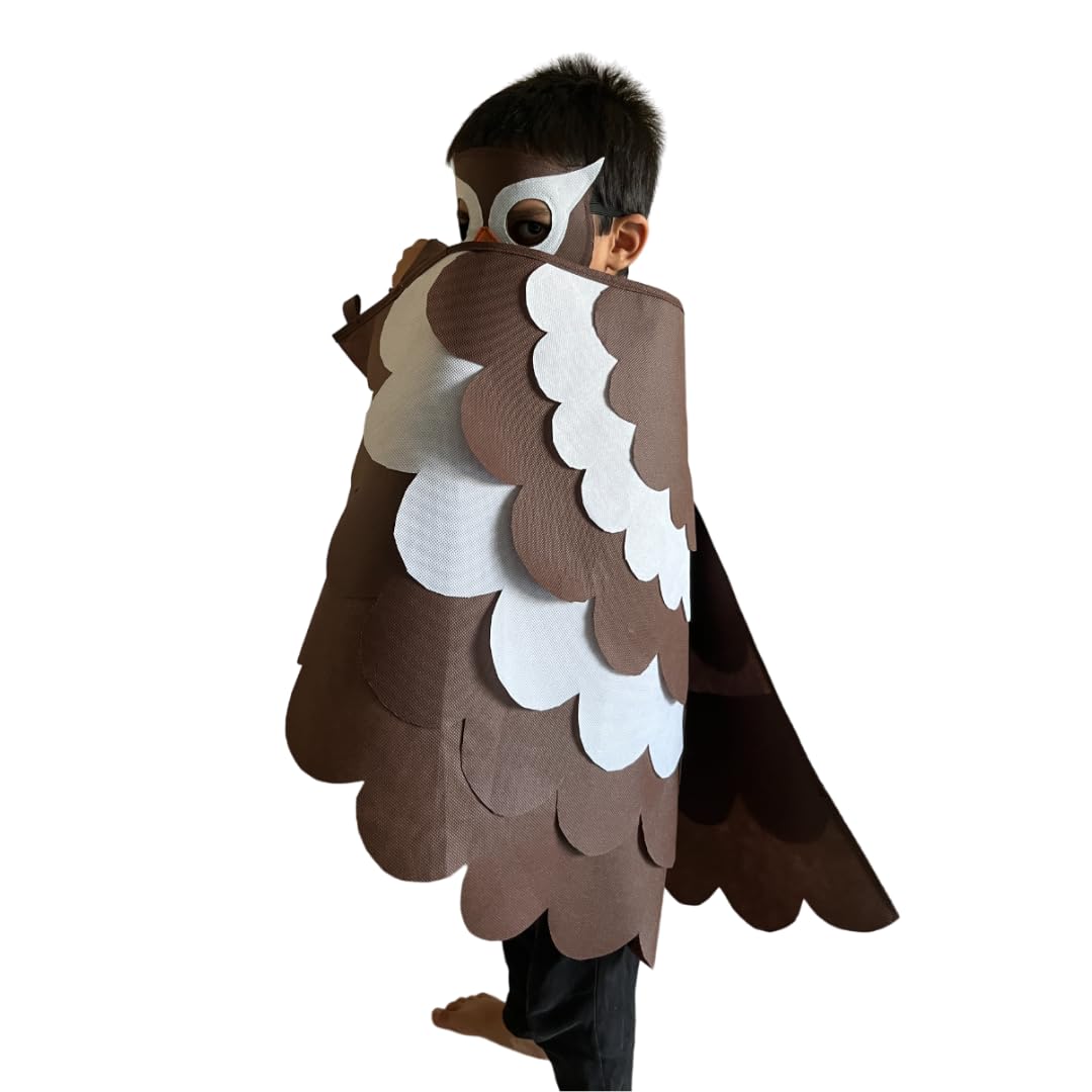 Bird Wings and Mask Costume | Eagle, Owl, Bat, Peacock, Parrot, Toucan for fancy dress, Halloween, kids play | Non woven fabric | Age: 4-10 years-image-13