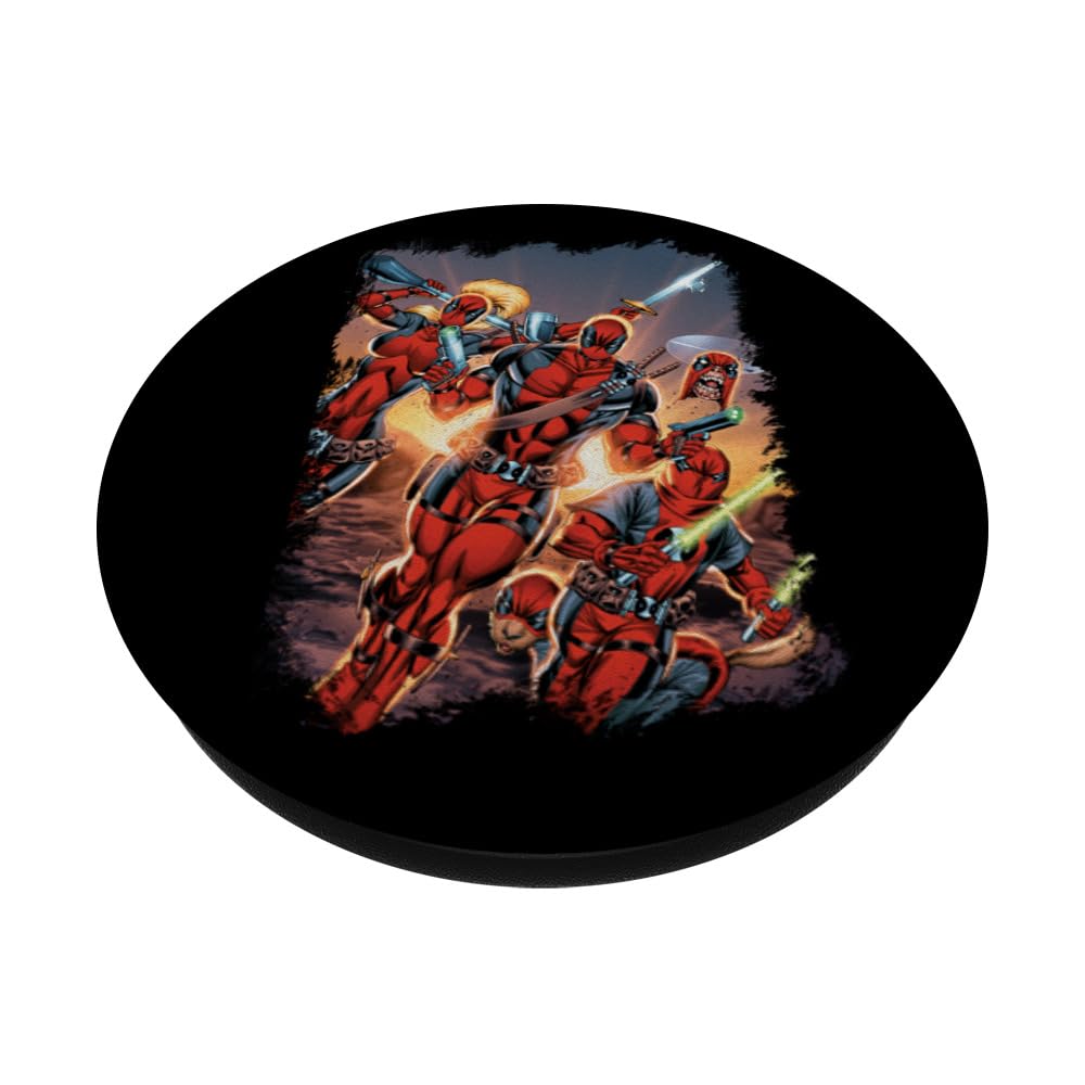 Marvel Deadpool Family Battle Charge Distressed Comic Art PopSockets PopGrip Intercambiabile