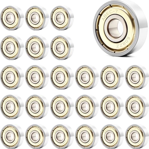 Jyvex 24 Stück 608 Kugellager 608ZZ Kugellager 8x22x7mm Metall Double Shielded Miniatur Rillenkugellager Lager für Skateboards Inline Skates Roller