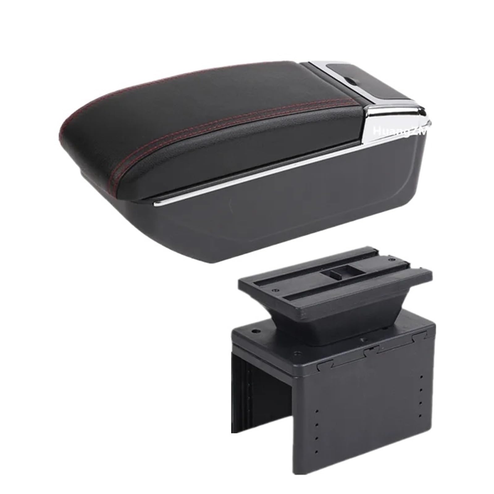 UMDJJU For Captur For Clio5 Car Armrest Box Central Storage Retrofit Interior Accessories Car Centre Console Armrest Box(B red line NO USB)