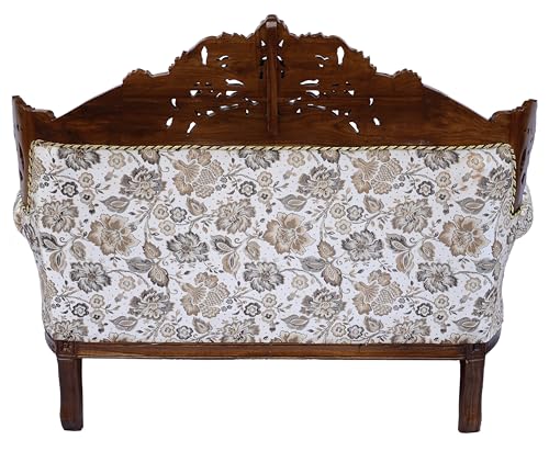 Image of WHITEBRN5STRWITHTABLE Wooden Carving Sofa Set for Living Room with Table