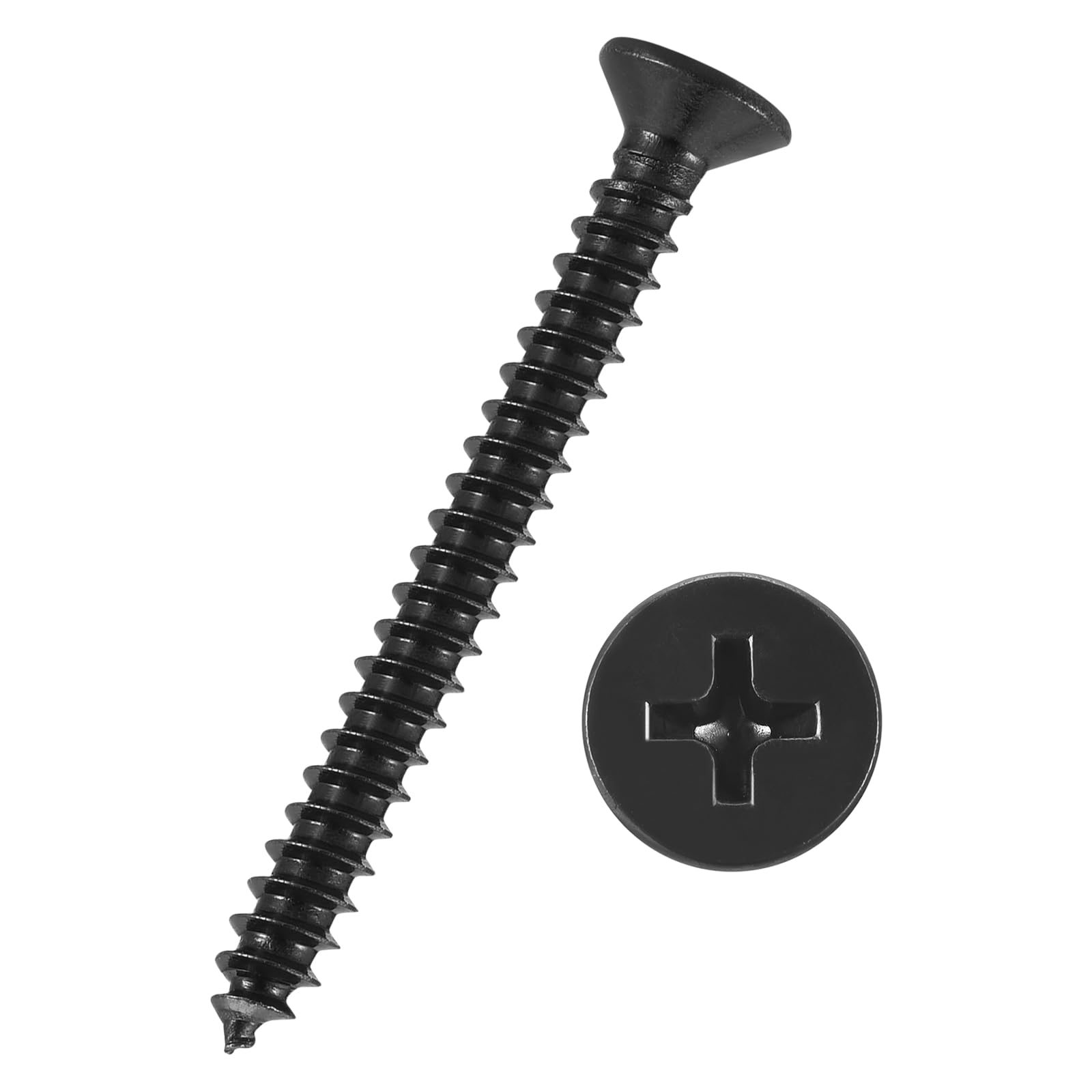 Kozelo 200pcs Phillips Flat Head Wood Screws - [ST3x25mm] Carbon Steel Countersunk Self Tapping Screws for Furniture Assembly, Interior Trim, Outdoor Construction, Black — image 1