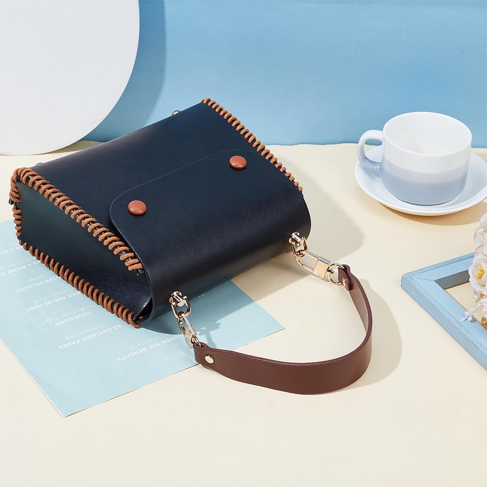 PH PandaHall Genuine Leather Purse Strap, 14.5" Short Bag Strap Replacement Cowhide Bag Handles Wide Bag Strap with Light Gold Swivel Buckles for Purse Handbag Tote Briefcase, Brown, 1PC - Image 4