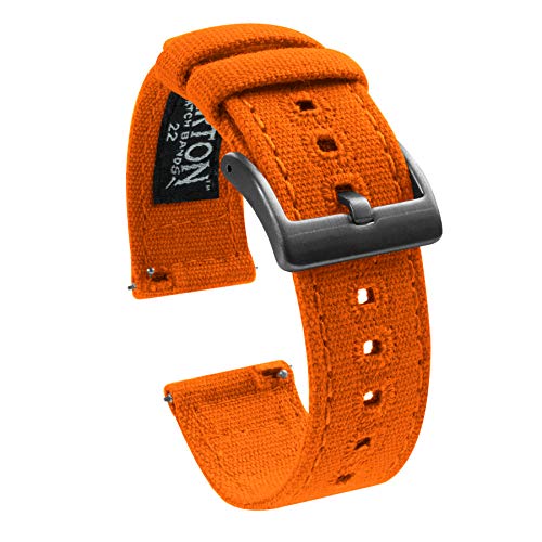Image of 18mm Pumpkin - BARTON Canvas Quick Release Watch Band Straps with Gunmetal Grey Buckles - Choose Color & Width - 18mm, 20mm, or 22mm