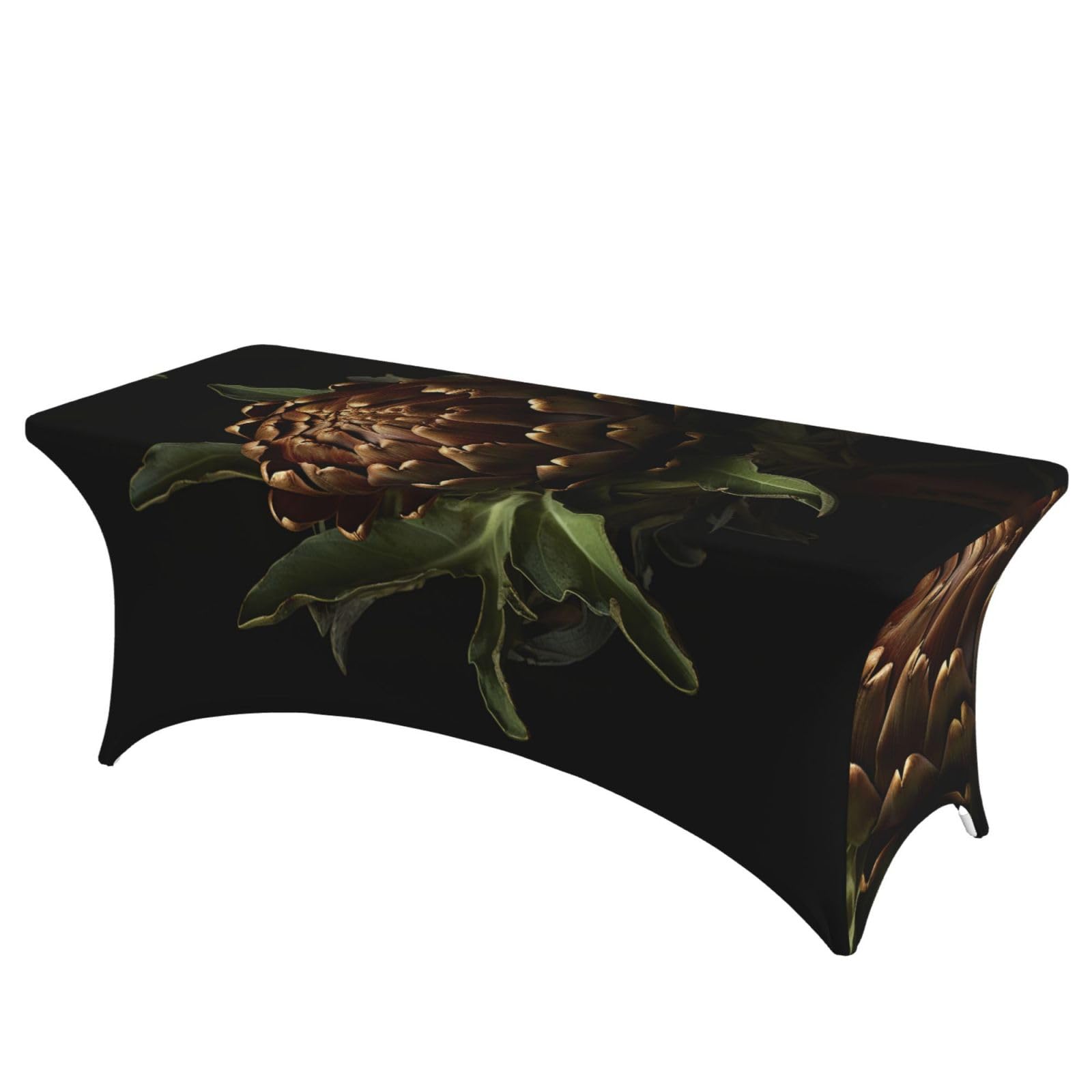 QMKFWT Artichoke Decorative Tablecloth Protector for Wedding, Banquet & Parties6FT Spandex Rectangle Tablecloths, Stretch Washable Table Cloth Wrinkle Free Patio Table Cover