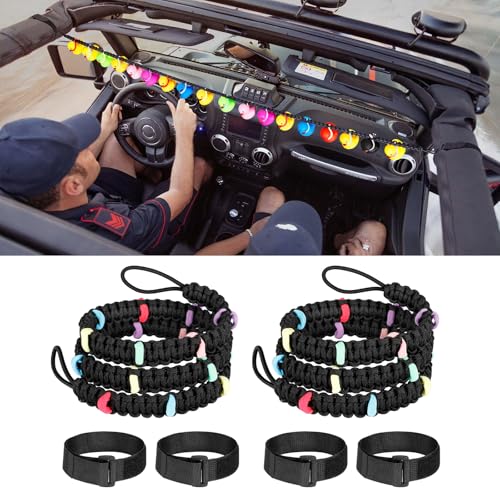 1797 2 Pack Duck Holder for Jeep Ducks Display Elastic Rope Paracord Hook and Loop Strap Ducking Mount Accessories for Wrangler Gladiator Off-Road Vehicle (Rubber Ducks Not Included)