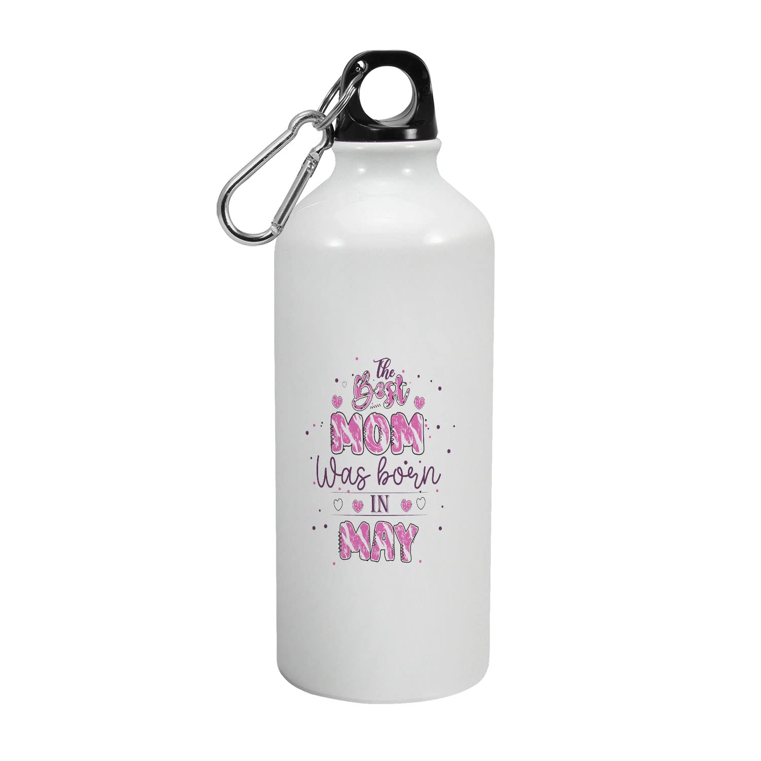HappuHappu - Printed Aluminium Sipper Bottle, Happy Birthday May Month, The Best Mom was Born in May, Souvenir, Gift for Mother, Mom, Mama, Working Womens, Homemaker, Thanksgiving, 3591-AB-600