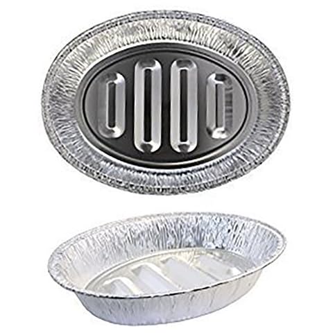 6 Count Disposable Turkey Roasting Aluminum Pans | Extra Large Heavy-Duty Foil Container| Deep, Oval Shape for Meat, Chicken, Roasts, Ribs, Cooking | Recyclable Cover