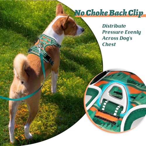 Image of HEELE Dog Harness, No Pull Adjustable Padded Reflective Harness for Small Medium Large Dogs with Handle for Walking Training, Wilderness, S