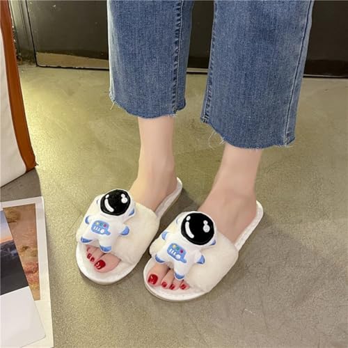 Cute Plush Slippers Astronaut Open-Toe Space Cozy Animal Cotton Stuff Slippers Home Fuzzy Furry Fluffy Soft House Shoes3