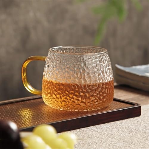 Vasos de vidrio texturizado transparente y resistente con asa elegante 7