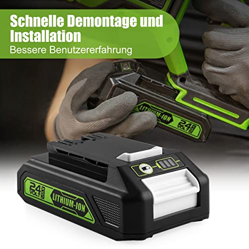 XNJTG【2 Stück Akku für Greenworks 24V Li-Ion Ersatzakku G24B2 G24B4 Kompatibel mit Greenworks 24V-Akku-Werkzeugen – Bild 3