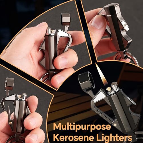 Encendedor metálico multifuncional con llavero miniatura 4
