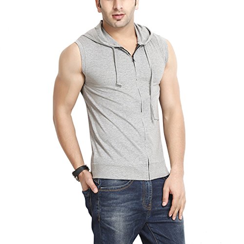 Image of GRITSTONES Men's Hooded Cotton Zipper Jacket T-Shirt