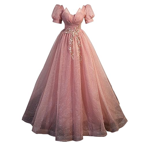 Women's Tulle Prom Gown A-Line Tiered Evening Party Dress Formal Pageant Dress