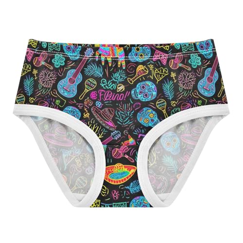 Joisal Toddler Girls Underwear 2t Cotton Panties for Girl Colorful Briefs Kids Undies Cool Maximalism Skull Black