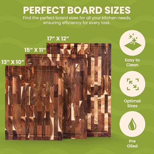 Juego de 3 tablas de cortar de madera de acacia miniatura 2