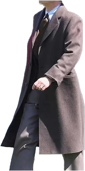 Mens Premium Wool Open Coat Stylish Overcoat Full Length Double Breasted Smart Outwear Trench Coat for Men