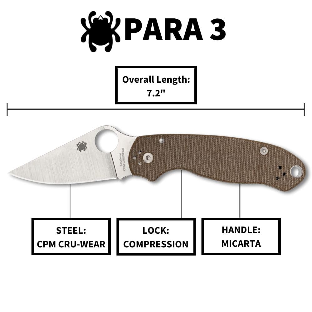 Spyderco Para 3 Lightweight Knife PlainEdge FRN Handle