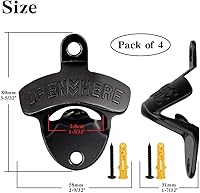 Vista 5 de 4 piezas de abrebotellas montado en la pared, metal antiguo abridor de botellas de cerveza con tornillos de montaje, al aire libre, rústico