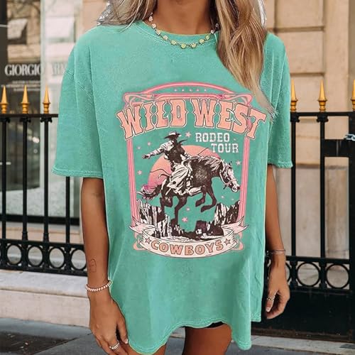 Oversized Graphic tees for Women Vintage Rodeo Graphic Oversized Tops Country Music Tees Short Sleeve Cowgirl T-Shirt2